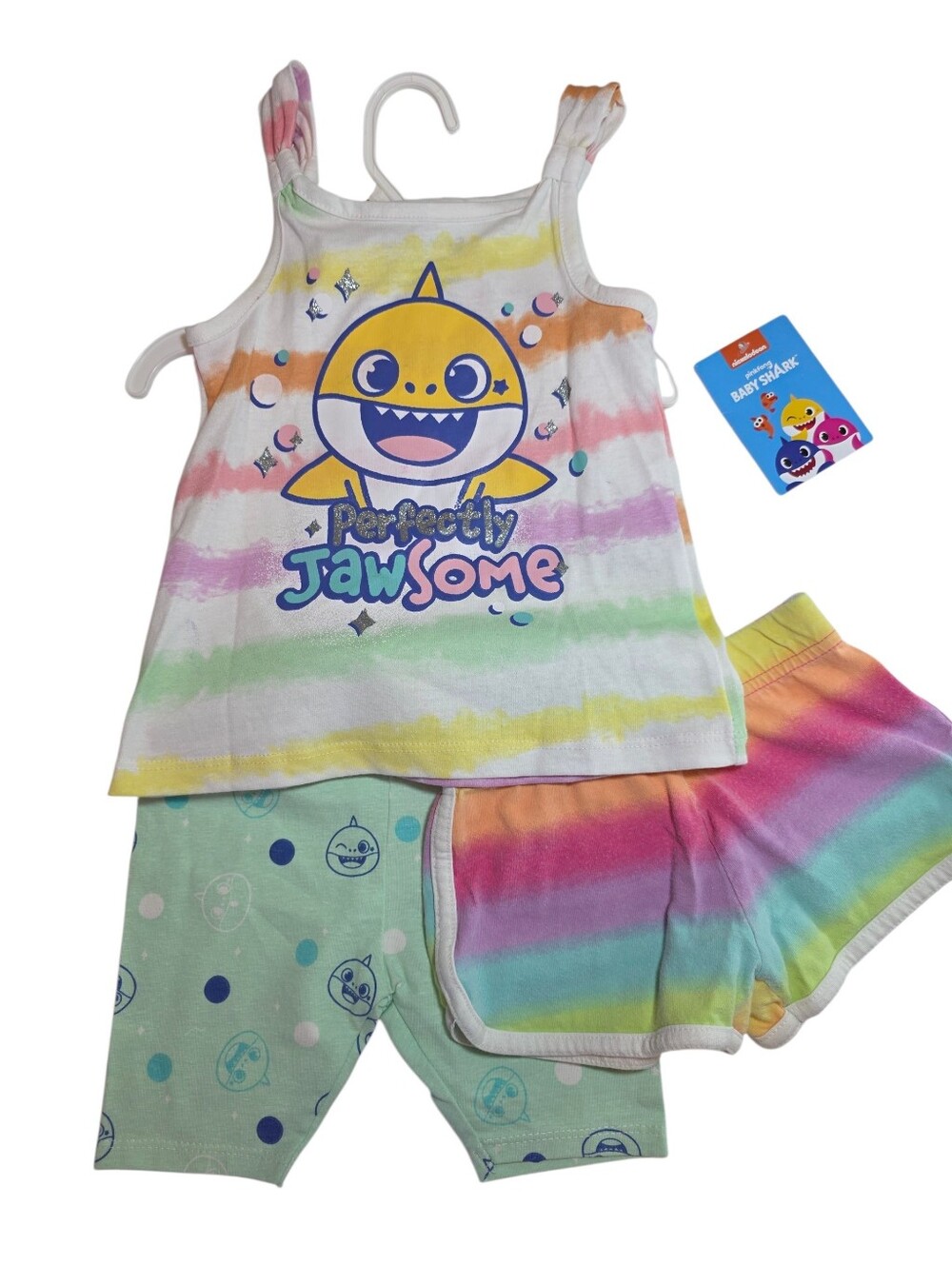 Nickelodeon Pinkfong Baby Shark 3 Piece Outfit 3T NWT Pastel Tie Dye